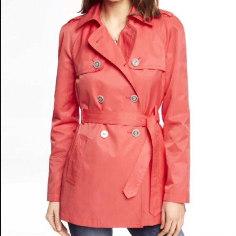 Express Belted Coral Trench Coat XS